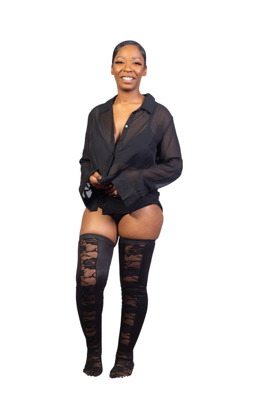 Wet Look Lace Tights